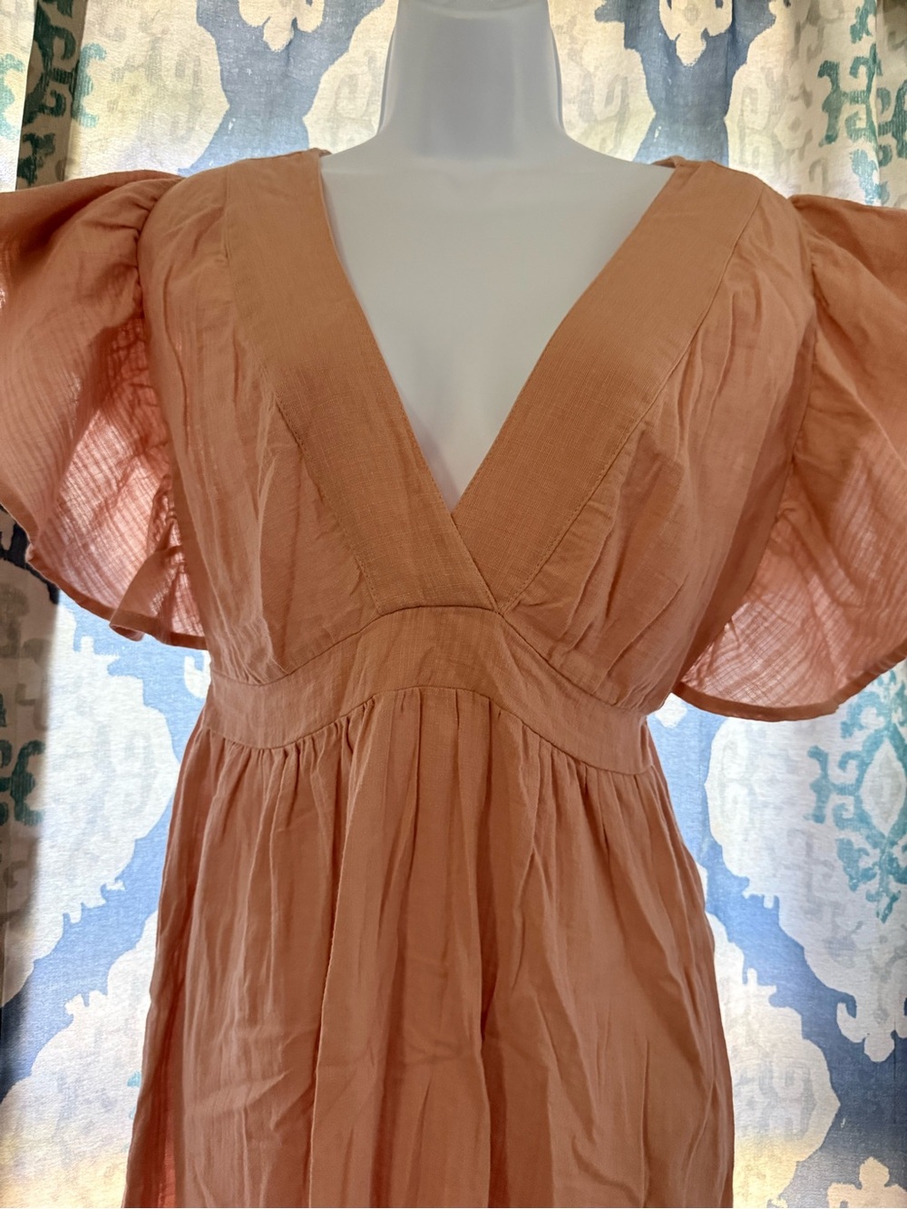 New Top Mark Stanza Dusty Rose The Sienna Flutter Sleeve Dress M nwt Boho Chic - Picture 3 of 11